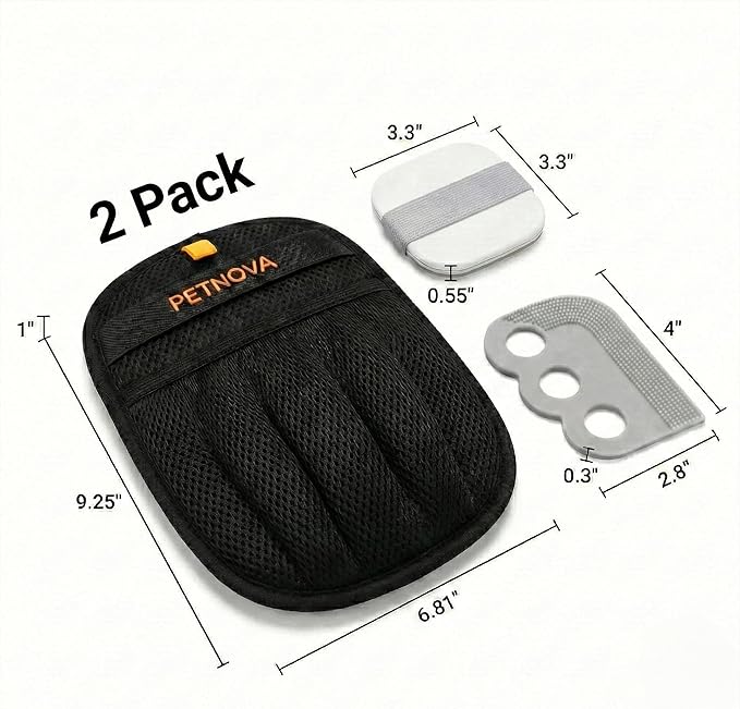 Pet Hair-Removal Glove for Car: Deep Embedded Hair Removal Kit for Car Seats Mats Trunk - Includes 2 Gloves Carpet Rake & Reusable Lint Roller
