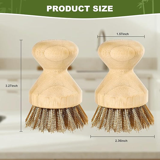 Cast Iron Brush with Brass Bristles & Natural Bamboo Handle - Heavy Duty Cast Iron Cleaner Scrubber for Woks, Griddles, BBQ Grills, Grill Pans - Effortless Cleaning & Maintenance