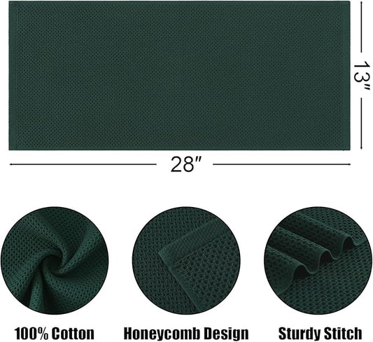 Kitinjoy 100% Cotton Waffle Weave Kitchen Hand Towels (13 X 28 Inches, Blackish Green), 4-Pack Super Soft and Absorbent Dish Towel for Drying Dishes