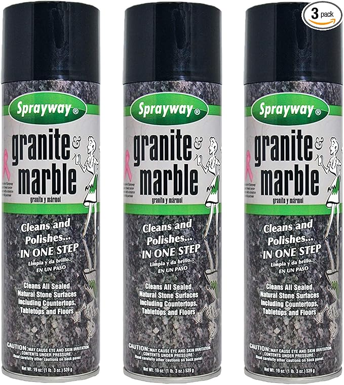 Sprayway SW702R 20 Oz Aerosol Granite & Marble Spray pack of 3