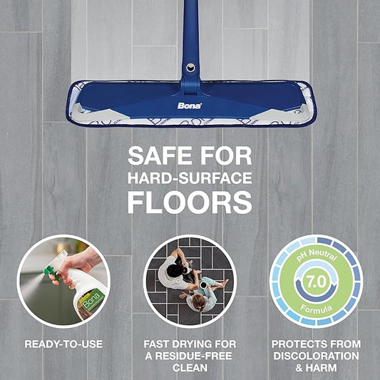 Bona Multi-Surface Floor Cleaner Spray - 32 fl oz - Lemon Mint Scent - Refillable - Residue-Free Floor Cleaning Solution for Stone, Tile, Laminate, and Vinyl Floors (Pack of 2)