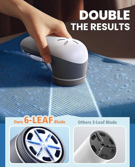 POPCHOSE Fabric Shaver, Lint Shaver for Clothing, Electric Lint Remover with 6-Leaf Blades, Sweater Shavers to Remove Pilling, Clothes Shaver for Couch, Furniture, Fuzz, Lint Ball, USB Rechargeable