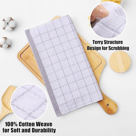 Homaxy 100% Cotton Terry Kitchen Dish Cloths, Ultra Soft and Absorbent Dish Towels for Kitchen, Suitable for Drying and Washing Dishes, 12 Pack, 12 x 12 Inches, Mixed Colour