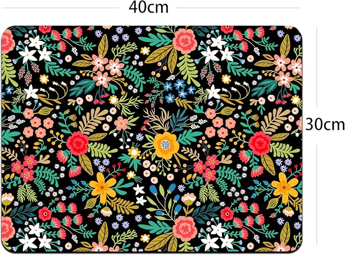 Dish Drying Mat for Multiple Usage. Super Absorbent, Easy clean, Quick dry, Cocina Accesorios for Kitchen Counter or Faucet Sink, Coffee bar, Refrigerator or Air fryer liners, 1 Pack wildflowers