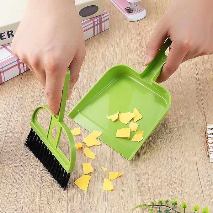 DECHOUS Dustpan and Broom Set for Desk: 6 Pack Mini Handheld Cleaning Broom and Dust Pan Combo Set - Small Portable Sweeper for Pet Cage Keyboard Countertop Car