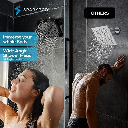 SparkPod Shower Head - High Pressure Rain - Premium Quality Luxury Design - Easy Clean Adjustable Replacement for Your Bathroom Shower Heads (Vintage Oil Rubbed Bronze, 6 Inch Square)