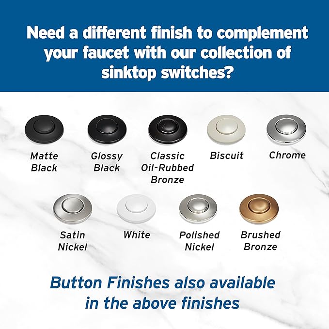 InSinkErator Garbage Disposal Air Switch Kit, Dual Outlet Sink Top Switch Button for All InSinkErator Food Waste Disposer Models, Satin Nickel STS-OOSN