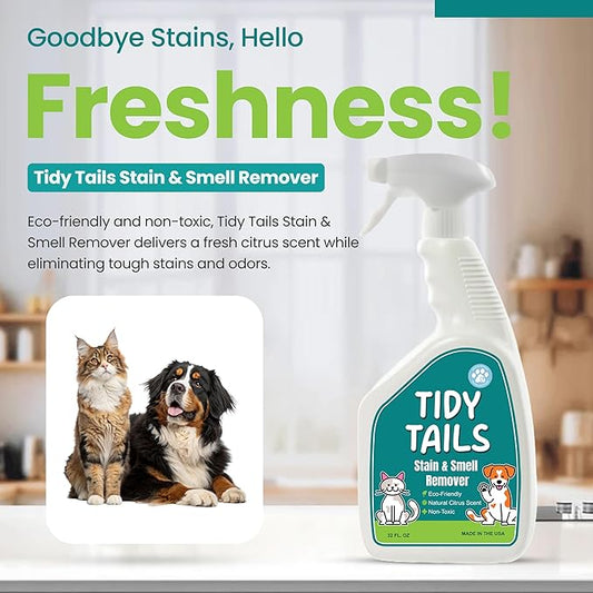 Pet Stain & Odor Remover – Enzyme Cleaner for Carpet, Rugs & Furniture – Eliminates Dog & Cat Pee Odors – 32oz Citrus Spray – Safe for Pets & Kids, Made in USA