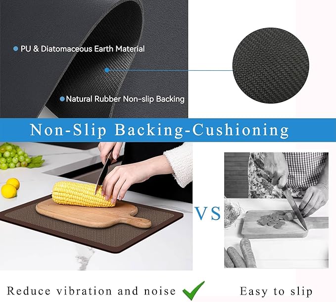 Dish Drying Mat for Kitchen Counter,Drying Mat for Dish Rack,Absorbent Hide Stain Rubber Mat,Coffee Mat, Kitchen Counter Mat (Brown Style, 18"x24")