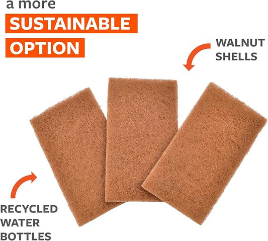 Full Circle Neat Nut, Walnut Scour Pads – Pack of 8 – Powerful, Non-Scratch Dish Scrubber Made with Plant-Based & Recycled Materials, Safe for Nonstick