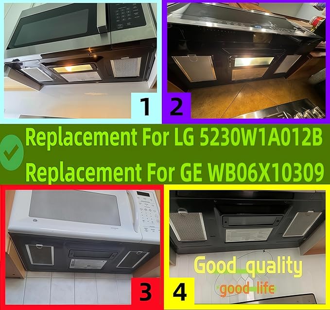 Microwave Grease Filter Compatible with LG LMH2235ST LMHM2237BD LMHM2237ST.5230W1A012B,55230W1A012C,for GE WB06X10309 WB06X10359 Microwave Filter Replacement (2 Pack)