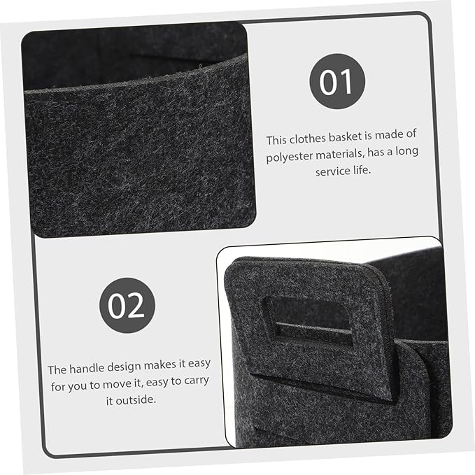 Zerodeko Foldable Felt Laundry Basket with Handles Dark Gray Clothes Hamper for Dirty Clothes Storage and Household Organizer Portable Closet Hamper for Sundries