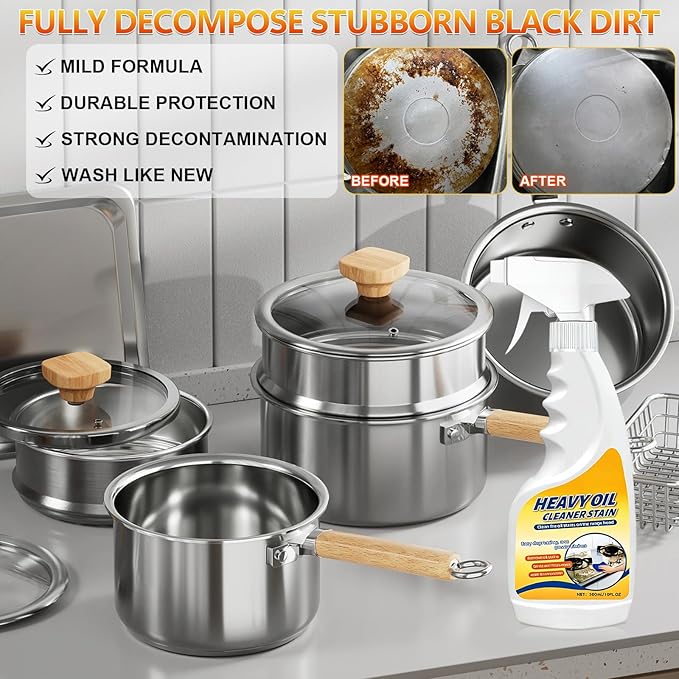 Kitchen Heavy Oil Cleaner Stain, Heavy Oil Stain Cleaner Kitchen, 300ml Multi-Purpose Cleaner - Clean Up Kitchen Oil Stains Spray, Heavy Oil Cleaner Stain for Household, Oven, Stove, Range Hood