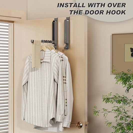 Over The Door Collapsible Drying Racks for Laundry, Indoor Small Hanging Clothes Drying Rack, Portable and Foldable Rv Clothes Drying Rack, Over The Door Clothes Hanger Towel Rack,Grey