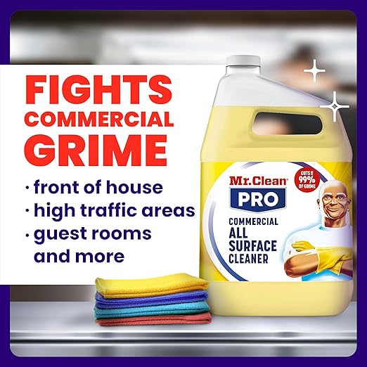 Mr. Clean PRO All Surface Cleaner, Bulk Grime Removal Spray Refills, Commercial Grade, 1 gal (Case of 3)