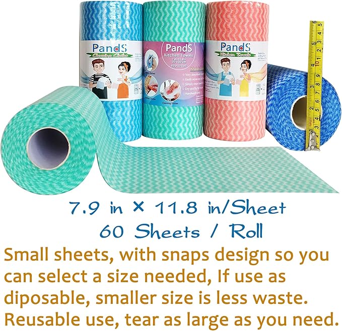 Reusable Paper Towels Washable, 2 Pack 120 Count Disposable Dish Cloths, Kitchen Washcloths Bathroom Hand Towels, Fast Dry Dishwashing Rags - Strong Absorbent - Green & Pink