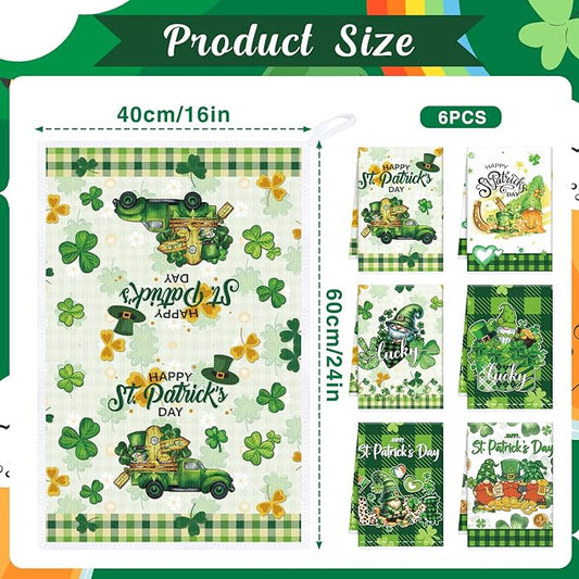 St Patrick's Day Kitchen Towels 16x24 Inch Green Shamrock Hand Towels Rae Dunn St Patricks Day Bathroom Dish Towels Decorations Irish Tea Towels Decoration for Kitchen Bathroom