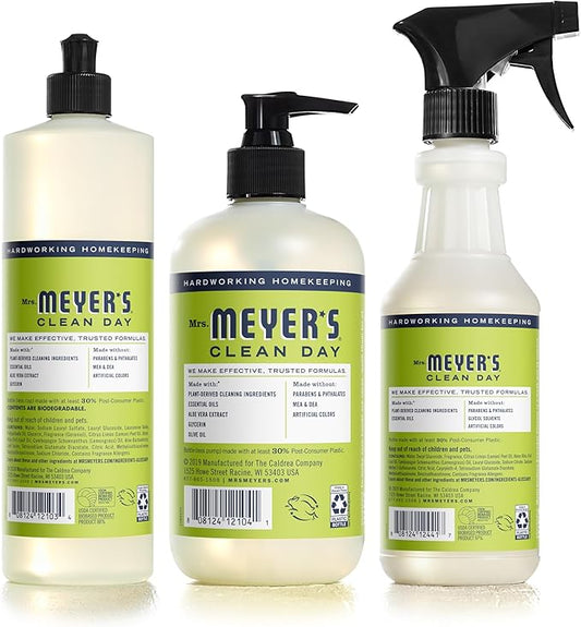 MRS. MEYER'S CLEAN DAY Kitchen Essentials Set, Includes: Hand Soap, Dish Soap, and All Purpose Cleaner, Lemon Verbena, 3 Count Pack