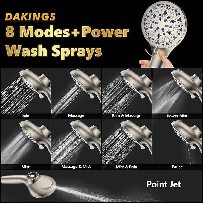 High Pressure Filtered Shower Head with Handheld, Upgrade Magnetic 10-Mode Handheld Showerhead Built-in Power Wash for Bathroom Cleaning, Detachable Shower Head with 71" Shower hose