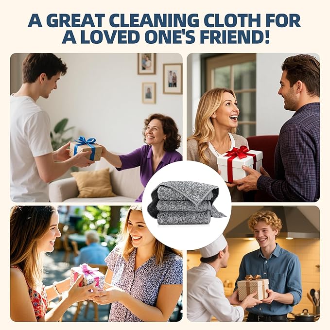 Kitchen Dish Cloths Set, Absorbent Cotton Cleaning Rags, 10Pack (Gray)