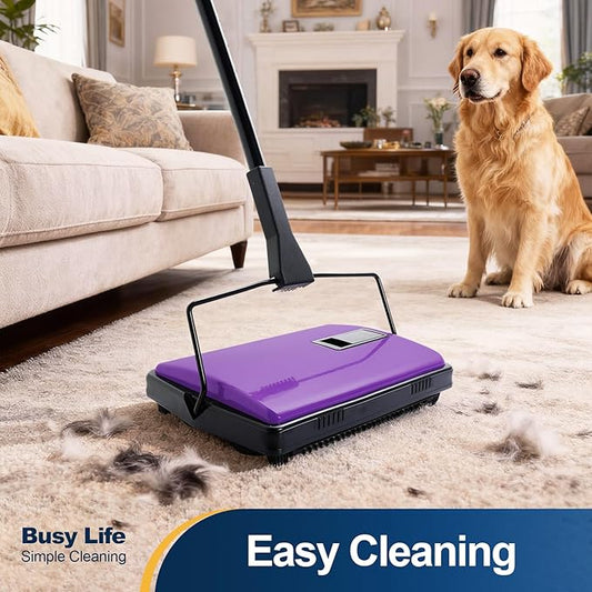 Yocada Carpet Sweeper Cleaner Manual Household Sweeper for Home Office Low&Undercoat Carpets Rugs Pet Hair Dust Scraps Paper Small Rubbish Cleaning with a Brush 48.03"
