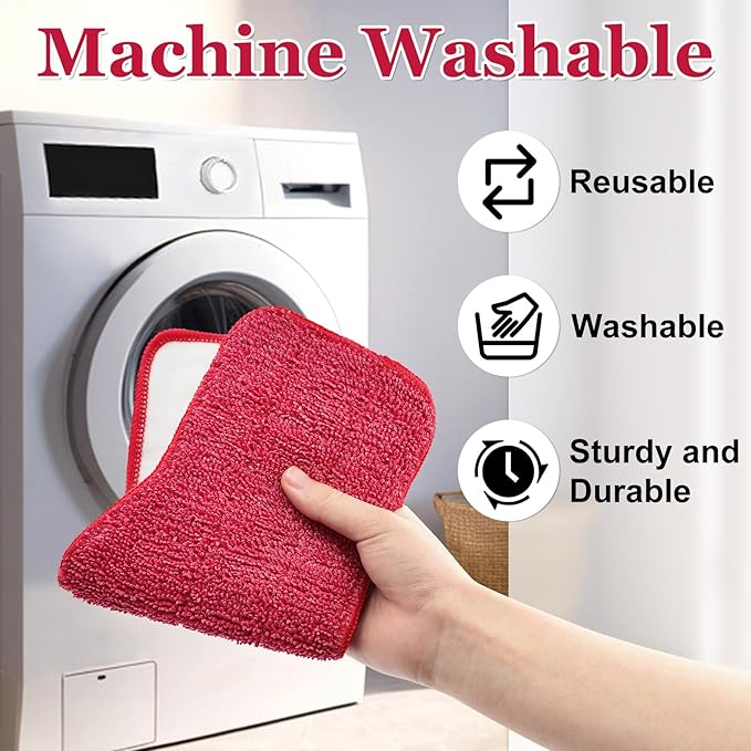 Aiyiried Microfiber Steam Mop Pads Compatible with Schenley Steam Mop Cleaner,4 Pack Steam Mop Replacement Pads for Multi Surface Floor Wet/Dry Clean,Reusable and Washable Steam Mop Accessories,Pink