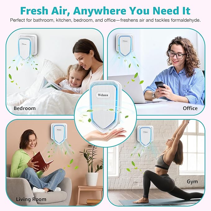 Air Ionizers Plug In Air Purifier 2 Pack Negative Ion Air Purifiers Ionizer for Home, Bedroom, Office, Basement Kitchen Air Freshener Odor Reducer Pets Smoke Smell