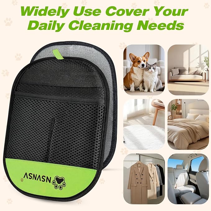 NSVNSV 2PCS Pet Hair Remover Gloves, Versatile Grooming Gloves for Washing, Pet Gadgets, Magic Brush Pet Hair Removal Tool, Deshedding, Grooming, Ease of Cleaning, Green