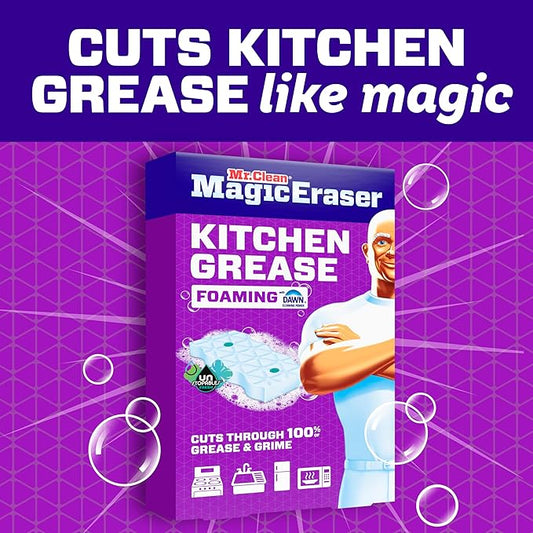 Mr. Clean Magic Eraser Foaming Sponge, Kitchen Grease Eraser, Dawn Cleaning Power, Oven Cleaner, Unstopables Fresh, 8ct