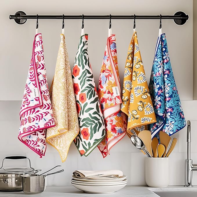 RECYCO Waffle Kitchen Towel Set of 2 - Quick Dry Microfiber Sustainable Dish Towels - Absorbent Reusable Cleaning Tea Towels - Lightweight Hand Towels,16”x 28”, Cloud Blue