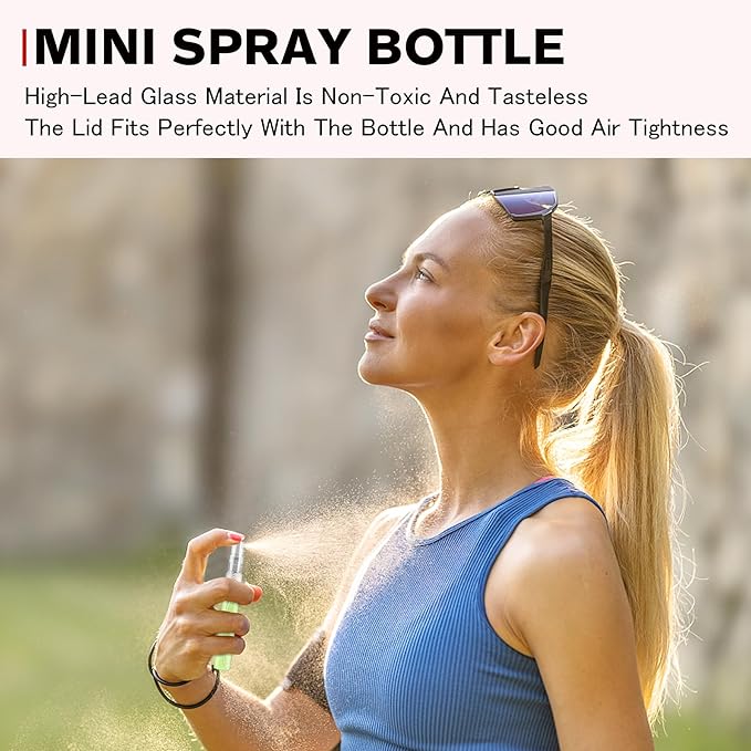 Mini Spray Bottle 10ml, Refillable Glass Spray Bottle, Glass Bottle Atomizer, Perfume Mouthwash Atomizer for Cleaning Refillable Container for Travel, Essential Oils, Perfume 40 Pcs, 10ml