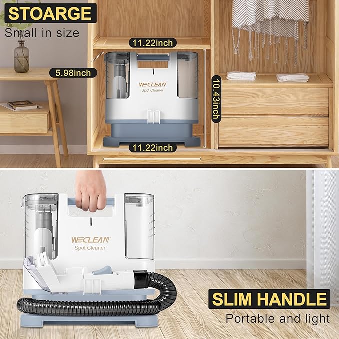 WECLEAN C1 Portable Extractor for Couch and Carpet Cleaner Upholstery Cleaner 400W Motor 9Kpa for Deep Cleaning
