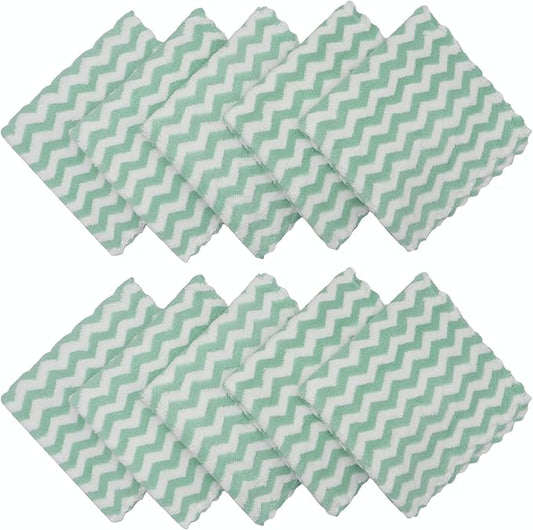 Microfiber Cleaning Cloth Lint Free Cleaning Rags, 10 Pack Fast Drying Dish Rags for Cleaning, Super Absorbent Kitchen Dish Cloths for Wash Dishes,12 in x 12 in (Green)