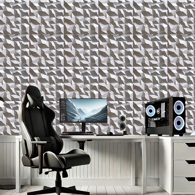 Decorative 3D PVC Wall Panels - Peel & Stick, Waterproof, Lightweight - Perfect for Accent Walls & DIY Projects - 9.8x9.8 Inches (33-Pack)