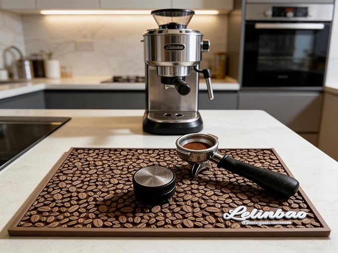 Bar Mats for Countertops, Heavy Duty Rubber Mat, 3D Coffee Bean Coffee Bar Mat, Dish Drying Mat for Kitchen, Restaurant, Coffee Bar Essentials, Non-Slip Drip Tray Mat(Coffee,18"x12")