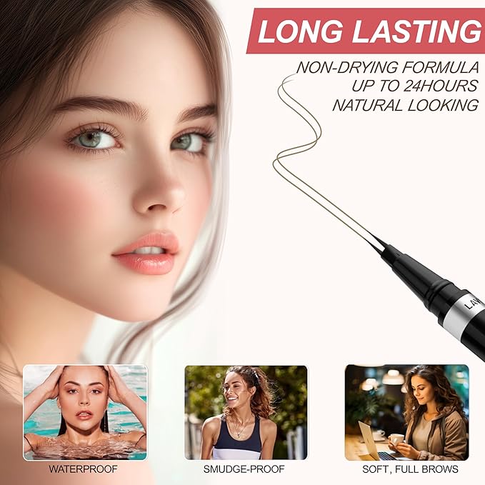 Eyebrow Pencil, 2-in-1 Waterproof Eyebrow Pen, with 2 Tip Microblading Eyebrow Pencil and Ultra-Precise Brow Pencil, with Eyebrow Brush, Eyebrow Pencils for Women, Natural Hair-Like Brows -Dark Blonde