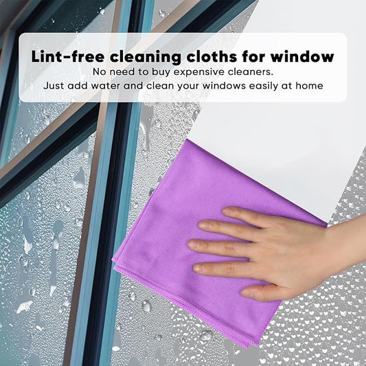 HOMEXCEL Microfiber Glass Cleaning Cloths 6 PK, Lint Free Streak Free, Reusable Microfiber Magic Cleaning Cloth for Windows, Glasses, Mirrors, Screens, Stainless Steel, and More Purple-14×16"