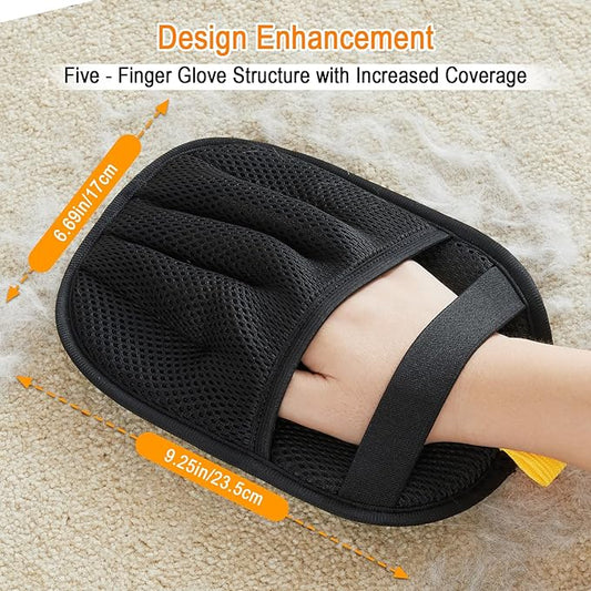 Pet Hair Removal Gloves, Electrostatic Hair Remover for Dogs and Cats, Upgraded Five-Finger Reusable and Washable Pet Hair Removal Tool, Pet Hair Gloves for Laundry, Couch, Carpet, Car Seat and Bed
