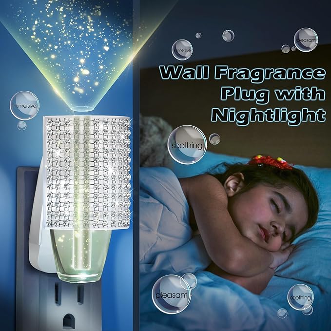 Hohean Wall Fragrance Plug in with Night Light, Compatible with Bath & Body Works WallFlower Fragrance, Wall Plug Fragrances Oil Diffuse with Nightlight for Home, Office (2 Pack,Round)