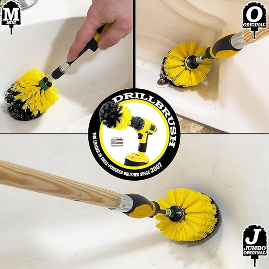 Toilet Bowl Cleaner Bathroom Hand Brush Set - Bathroom Cleaning Brush - Shower Scrub Brushes for Cleaning - Bathtub Cleaning Brush - Grout and Tile Cleaning Brush - Power Bathroom Scrubber - Tub Brush