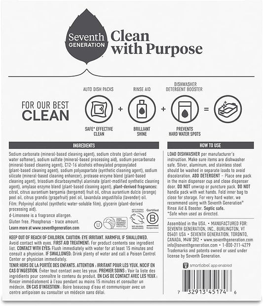 Seventh Generation Power Plus Dishwasher Detergent Packs Fresh Citrus scent Pack of 5 for sparkling dishes Dishwasher tabs 40 count