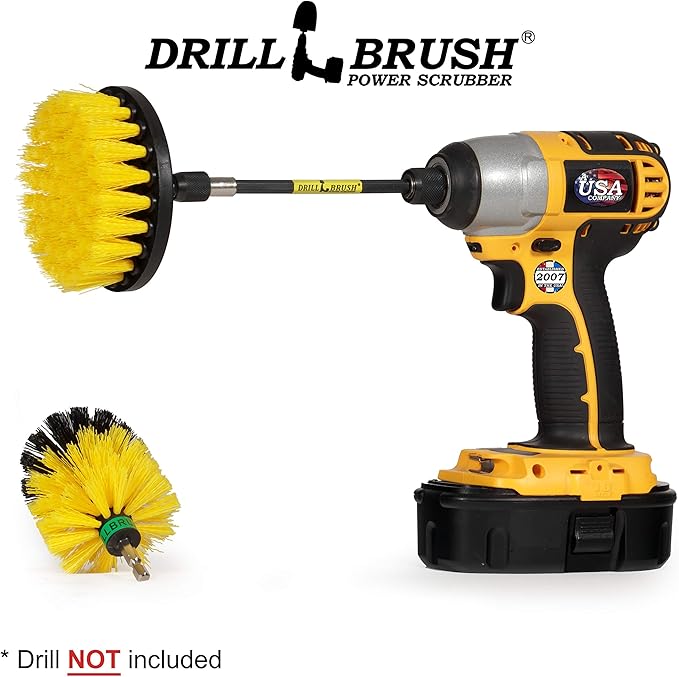 Bathroom Accessories - Cleaning Supplies - Drill Brush - Grout Cleaner - Shower Cleaner - Scrub Brush for Shower - Tile Cleaning Brush - Bathroom Cleaning Tools - Drill Brush Attachment Set - Bathtub