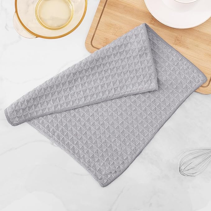 Homaxy Microfiber Waffle Weave Kitchen Dish Cloths, 12 x 12 Inch Ultra Absorbent and Solid Color Dish Towels for Kitchen Fast Drying Dishcloth for Washing Dishes, 12 Pack, Grey