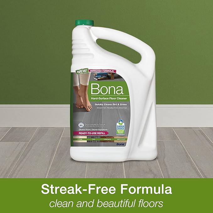 Bona Multi-Surface Floor Premium Spray Mop & Bona Multi-Surface Floor Cleaner Spray, for Stone Tile Laminate and Vinyl LVT/LVP, 32 Fl Oz & Bona Multi-Surface Floor Cleaner Refill - 128 fl oz