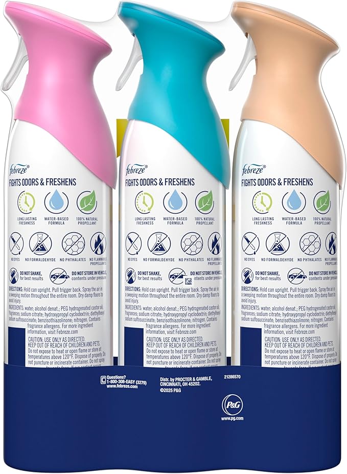 New & Improved Air Mist Mood Mix Air Freshener, Home and Kitchen Essentials, Odor Fighting Room Spray, 8.1 oz bottle, 3 Count