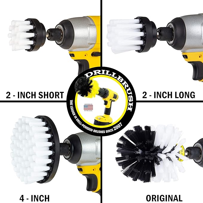 Car Detailing Brush Kit - Wheel Spin Brush - Rim Cleaner - Carpet Scrubber - Glass Cleaner - Automotive Cleaning Brushes - Auto Interior Scrubber - Motorcycle - RV - Supplies for Maintaining Vehicle
