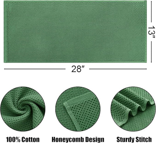 Kitinjoy 100% Cotton Waffle Weave Kitchen Hand Towels (13 X 28 Inches, Grass Green), 6-Pack Super Soft and Absorbent Dish Towel for Drying Dishes