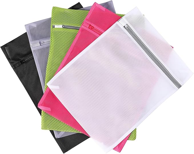 4 pack Mesh Laundry Bags,Mesh Wash Bags,Lingerie Bags for Washing Delicates,12 x 16 Inches lingerie bags for Laundry, Travel Storage Organize Bag for Cotton Clothes,Sheet, Shoes(MIXED COLOR)