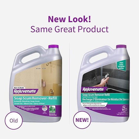 Rejuvenate Soap Scum Remover Refill Easily Dissolves Soap Scum Without Scrubbing, 1 Gallon, 2 Pack