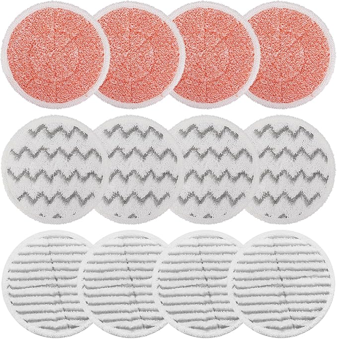 3897A Replacement Steam Mop Pads: 12 Packs Spin Mop Refills Compatible with Bissell Spinwave 3897A 3712C 3712W SmartSteam Scrubbing Steam Mop - Hard Floor Steam Mop Washable Pads (Heavy&Scrubby&Soft)